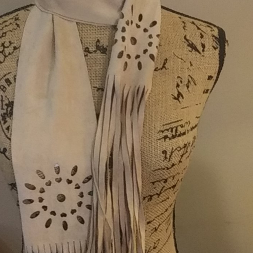 Boho suede fringe scarf